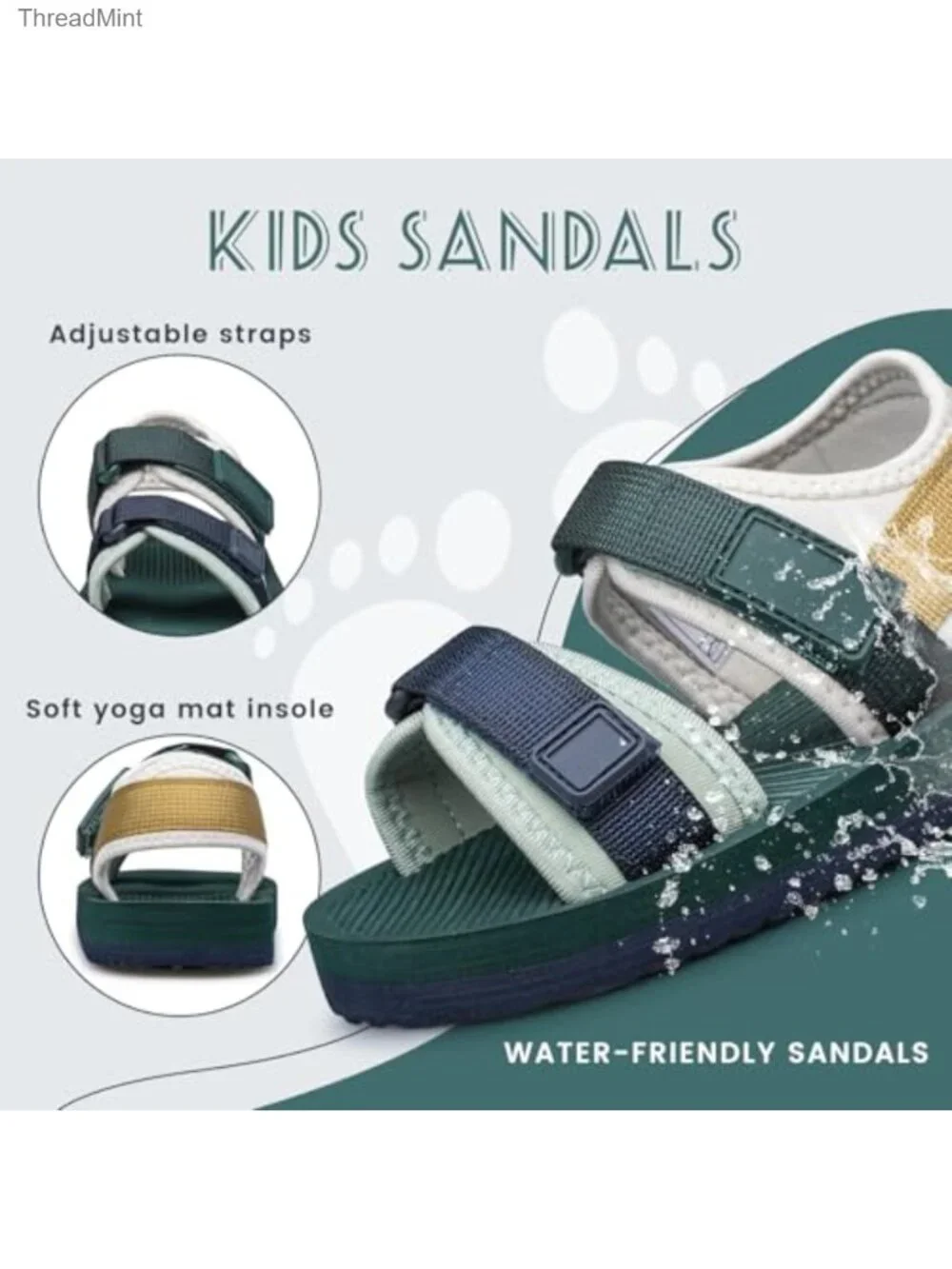Toddler Little Kid Sandals Boys Girls Adjustable Strap Open-Toe Summer Outdoor